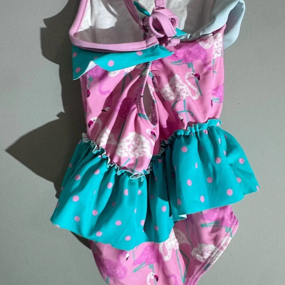 Matilda Jane Pink and Blue One Piece Swimsuit‎ Ruffled Design